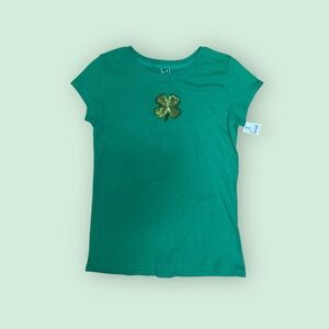 NWT Shamrock Green Kids T-Shirt with Sequin Clover,‎ Size XL, MSRP $15